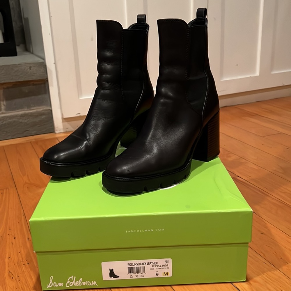 Sam Edelman Rollins Black Leather Boot, size 9